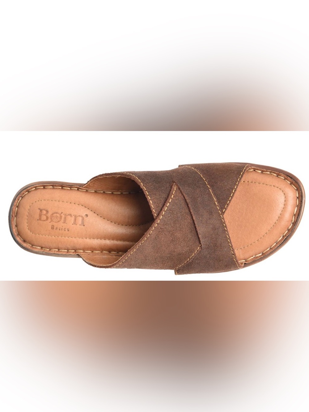 Born Teayo Chocolate Brown Distressed Suede Crisscross Slide Sandals size 6 - Picture 4 of 13